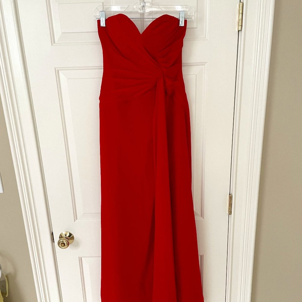 Faviana Red Chiffon Gown